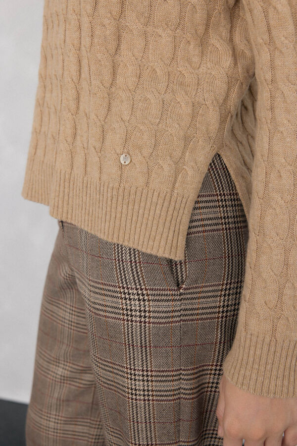 Pedro del Hierro Su&eacute;ter de oitos de l&atilde; merino Beige