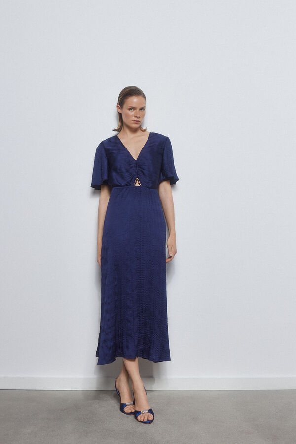 Pedro del Hierro Vestido plisado irregular Azul