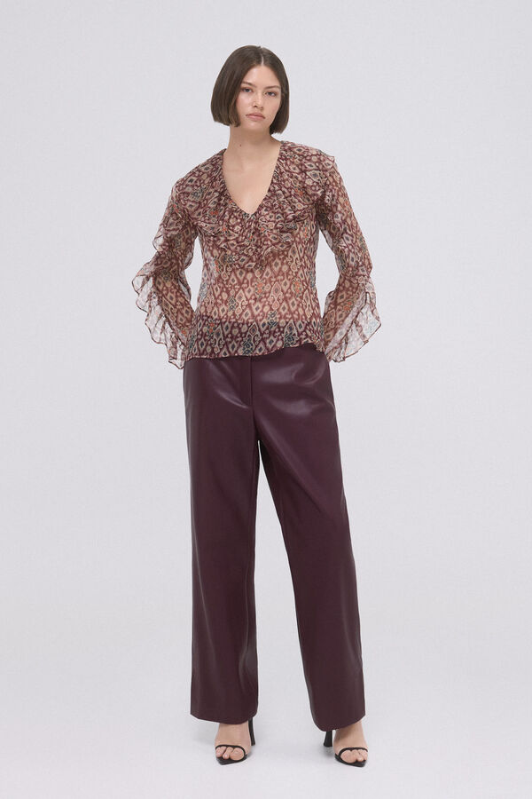 TFP by Tamara Falcó Blusa de seda estampada Marrón