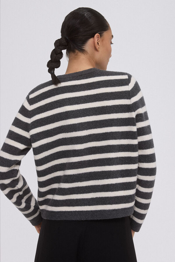 Pedro del Hierro Chaqueta rayas bicolor botones met&aacute;licos Gris