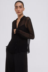 Pedro del Hierro Camisa fluida com transpar&ecirc;ncia Preto