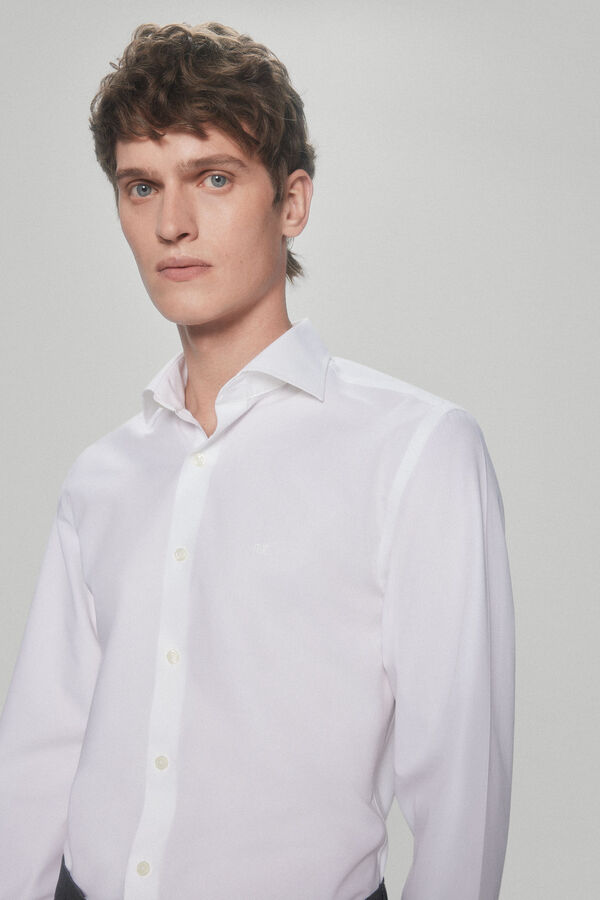 Pedro del Hierro camisa elegante popelina lisa non iron + antimanchas Branco