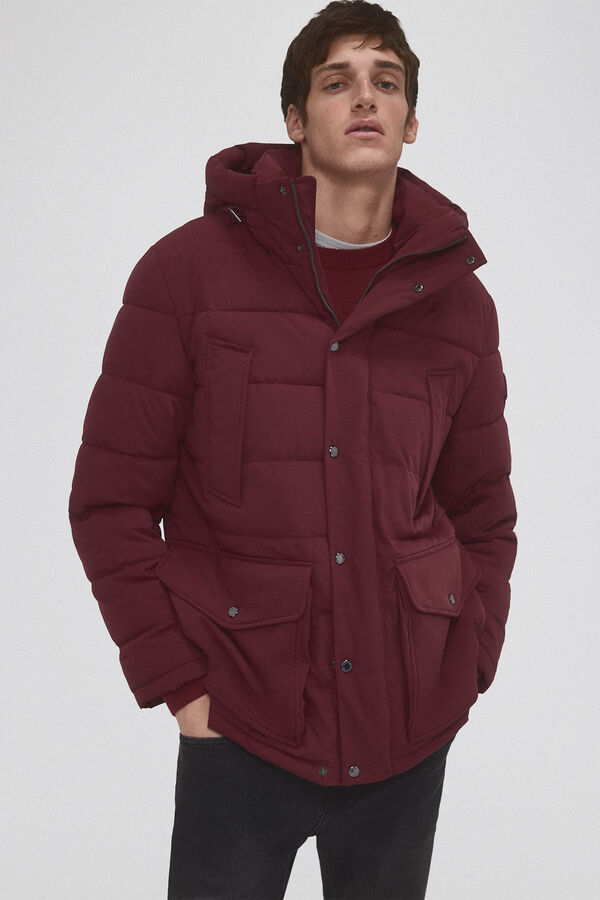 Pedro del Hierro Parka curta acolchoada Bordeaux
