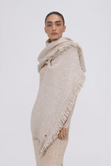Pedro del Hierro Poncho de punto marr&oacute;n con flecos Gris