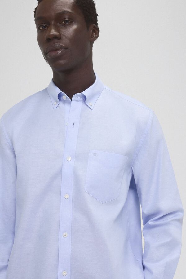 Pedro del Hierro Camisa non iron oxford liso Azul