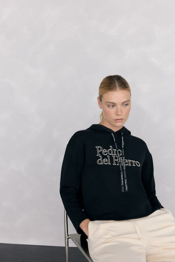 Pedro del Hierro Sudadera capucha logo soft touch Negro
