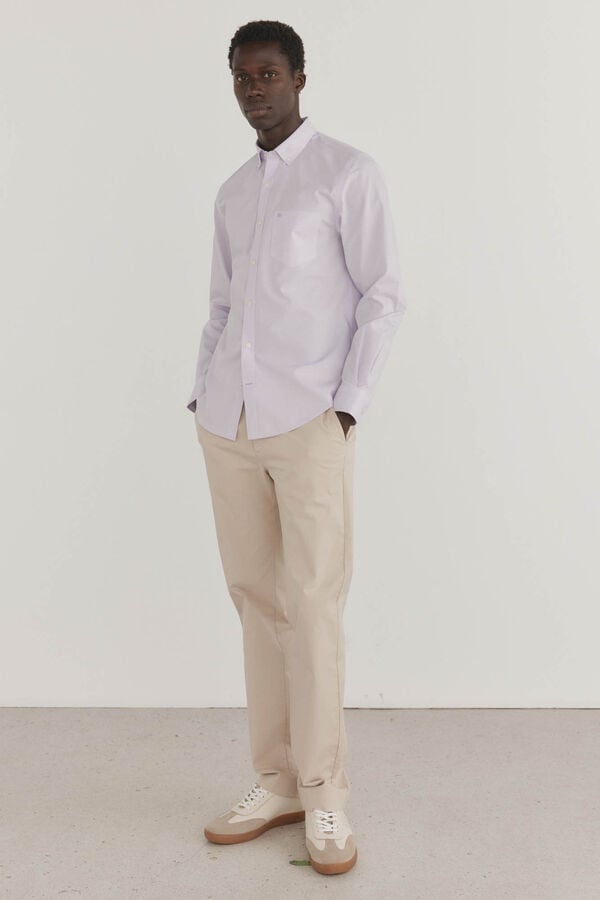 Pedro del Hierro Camisa lisa sem ferro + anti-manchas P&uacute;rpura