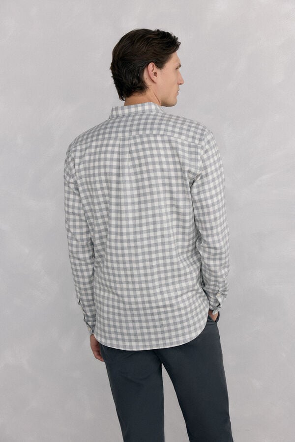 Pedro del Hierro Camisa cuadros franela tejido italiano Gris