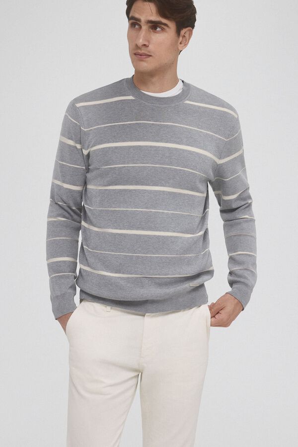 Pedro del Hierro Jersey punto rayas horizontales Gris