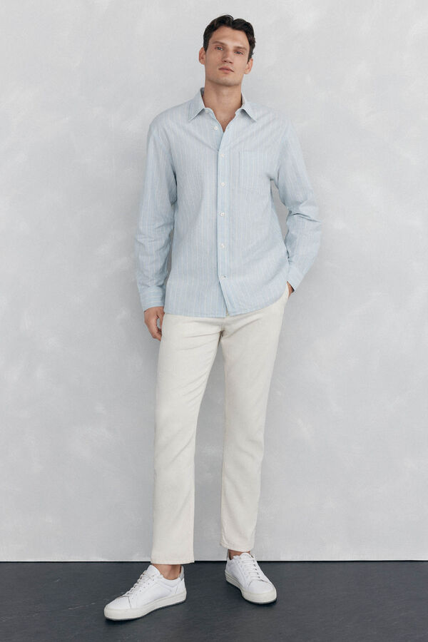 Pedro del Hierro Camisa riscas   Azul
