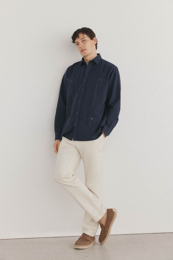 Pedro del Hierro Guayabera lino Azul