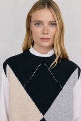 Pedro del Hierro Chaleco jacquard de rombos Gris