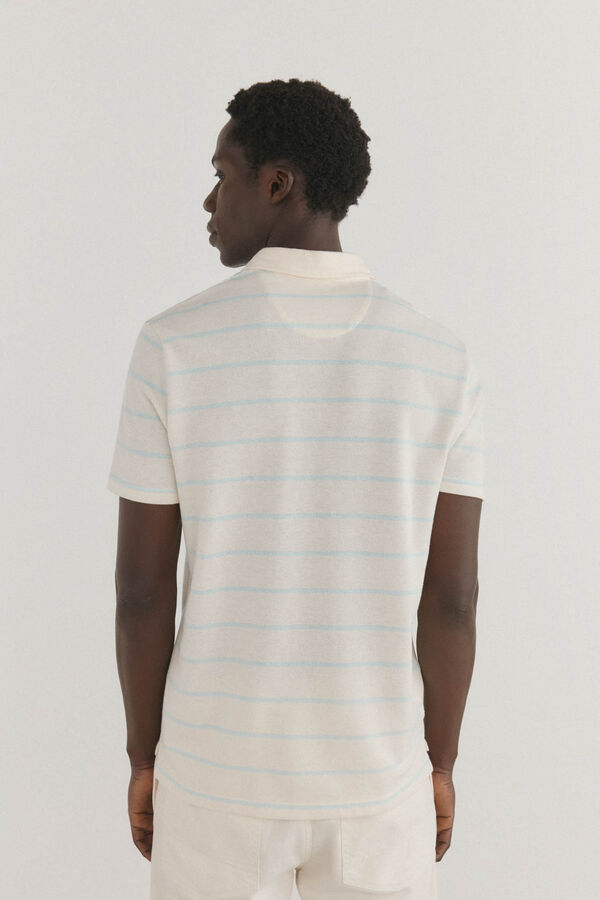 Pedro del Hierro Polo de rayas con bolsillo Beige