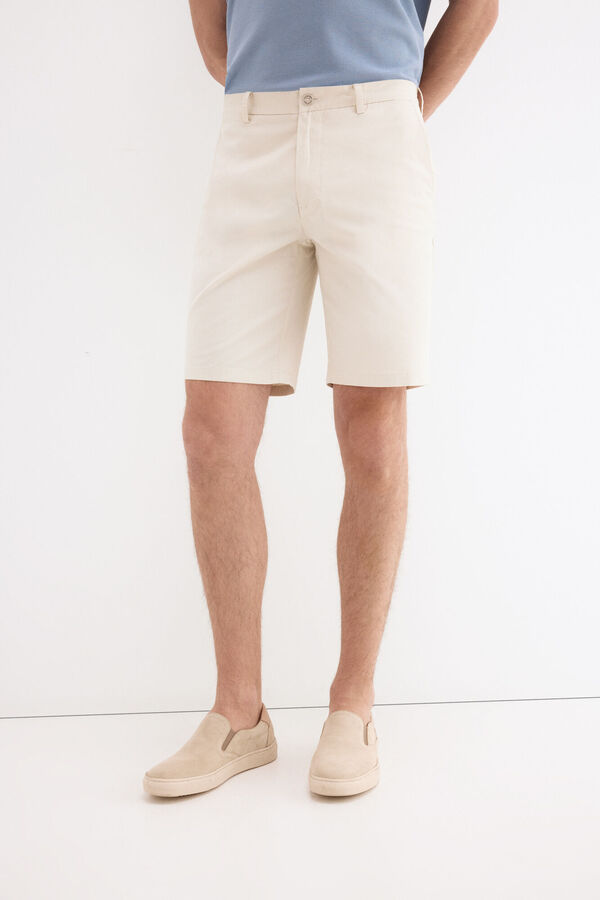 Pedro del Hierro Bermuda chino regular Ecru