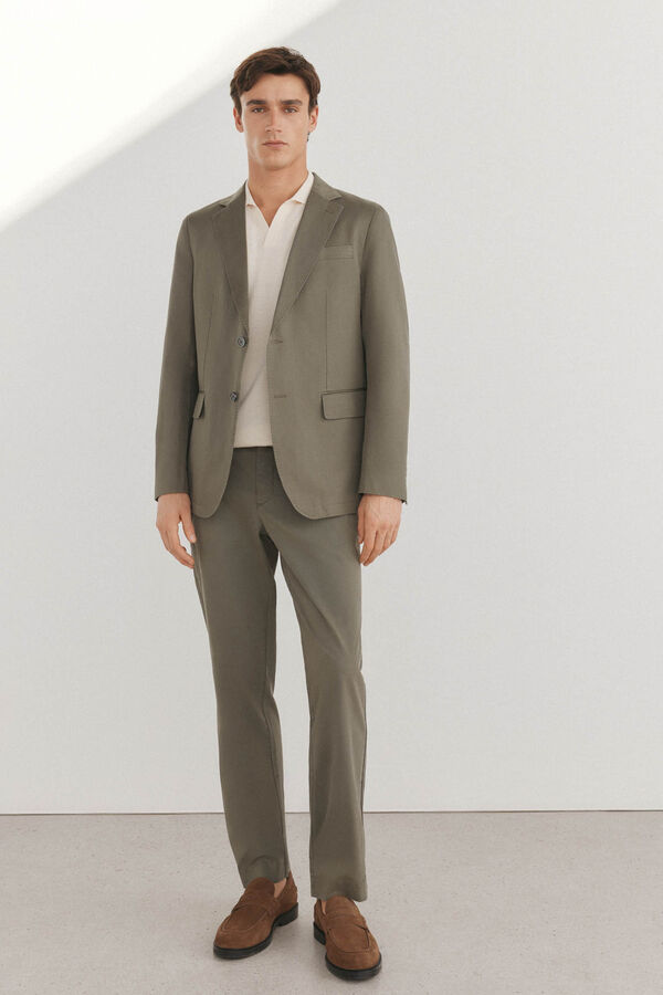 Pedro del Hierro Pantalón algodón y lino Verde