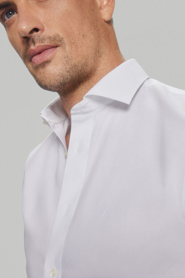 Pedro del Hierro Camisa vestir pinpoint liso non iron + antimanchas Branco