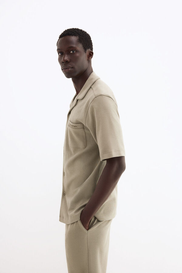 Pedro del Hierro Camisa de pijama de manga curta em algod&atilde;o espanhol Verde