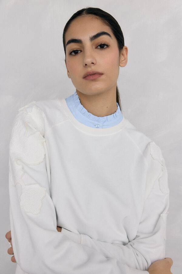 Pedro del Hierro Sudadera bordados flores Blanco