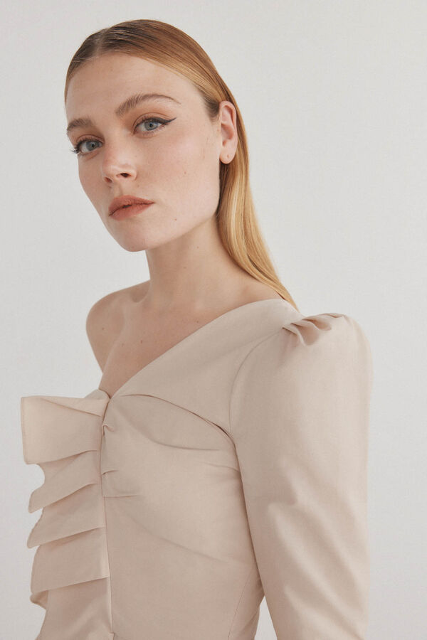 Pedro del Hierro Top assim&eacute;trico com babados Branco