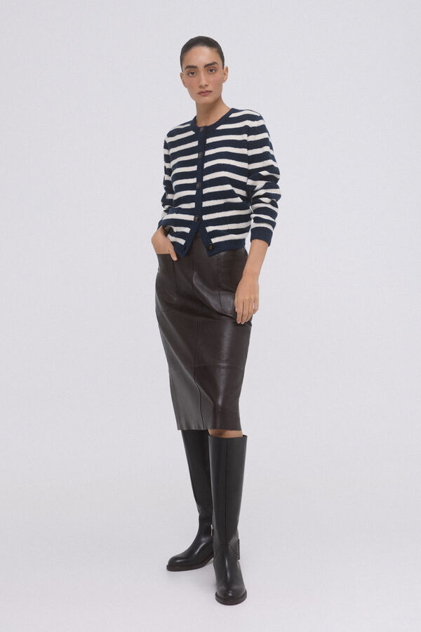 Pedro del Hierro Chaqueta rayas bicolor botones met&aacute;licos Azul