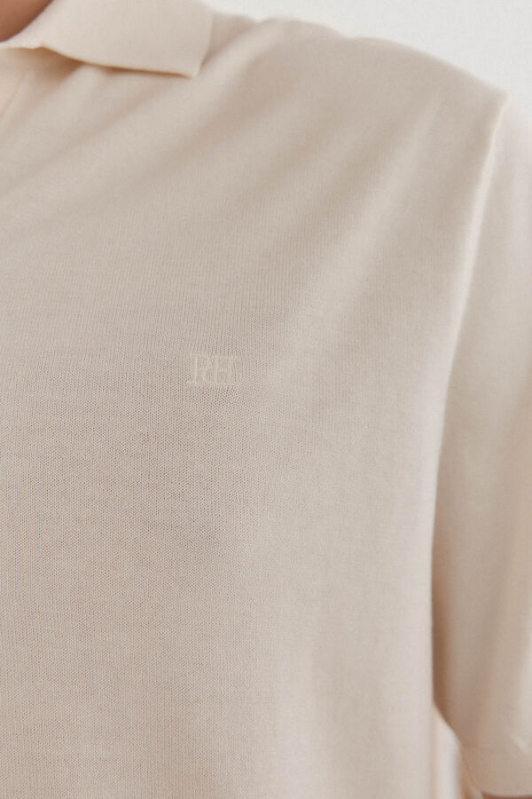 Pedro del Hierro Camisa polo de algod&atilde;o de manga curta premium Ecru