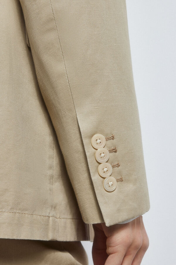 Pedro del Hierro Blazer algod&atilde;o-linho slim fit Beige