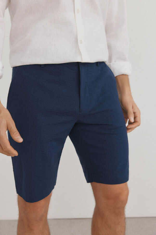 Pedro del Hierro Bermudas chino estrutura Azul
