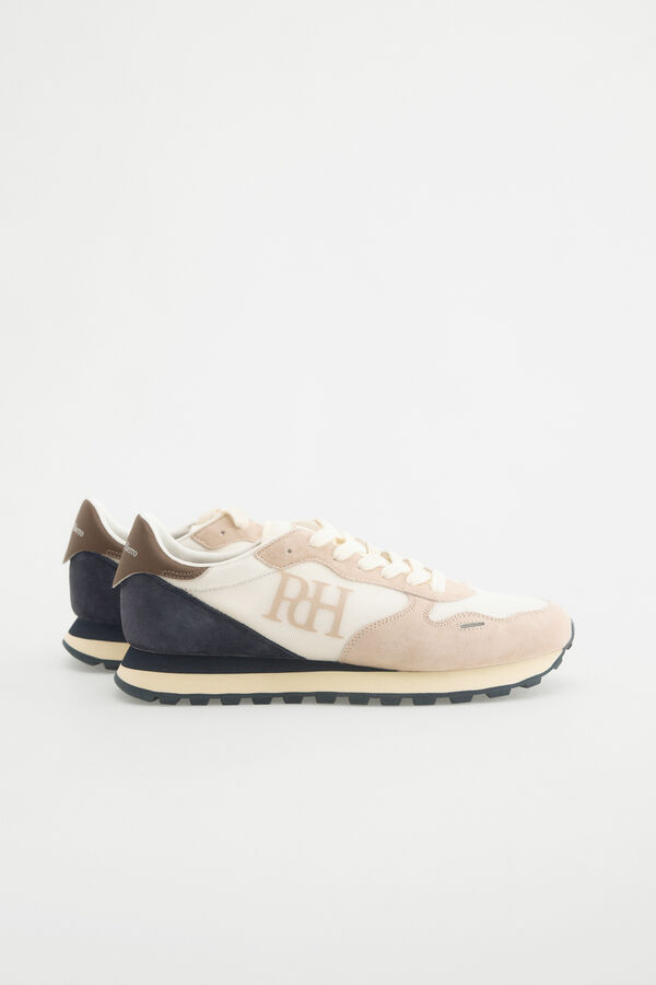 Pedro del Hierro T&eacute;nis em pele e t&ecirc;xtil Beige