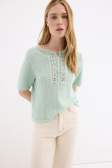 Pedro del Hierro Top de malha crochet Turquesa