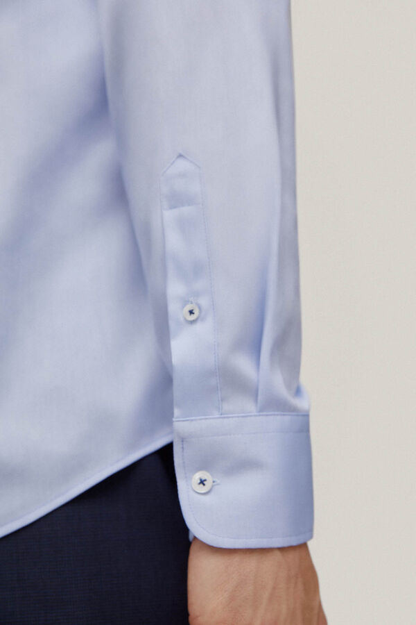 Pedro del Hierro Camisa vestir pinpoint liso non iron + antimanchas Azul