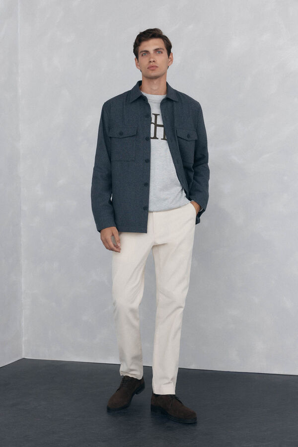 Pedro del Hierro Sobrecamisa de l&atilde; lisa Cizento