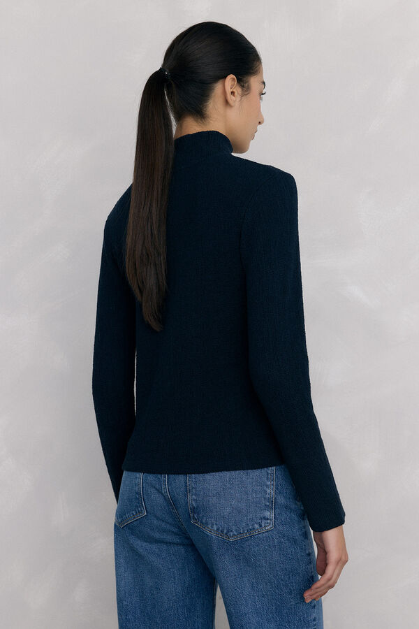 Pedro del Hierro Camiseta cuello alto arrugada Azul