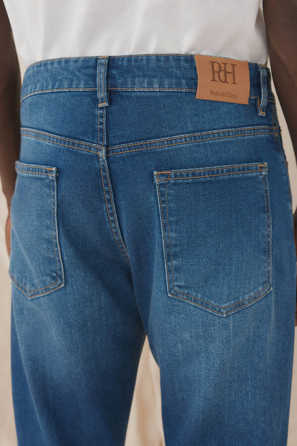 Pedro del Hierro Jeans tapered cropped algod&oacute;n espa&ntilde;ol Azul