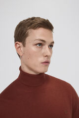 Pedro del Hierro Jersey algod&oacute;n seda cashmere cuello alto Marr&oacute;n