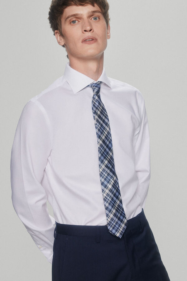 Pedro del Hierro camisa elegante de bot&otilde;es de punho estrutura lisa non-iron + antimanchas Branco