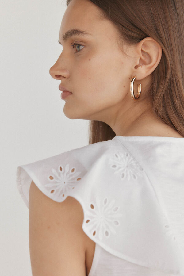 Pedro del Hierro T-shirt combinada bordada Branco