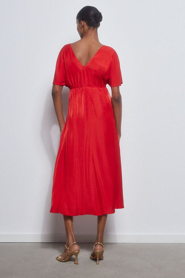 Pedro del Hierro Vestido vermelho franzido Vermelho