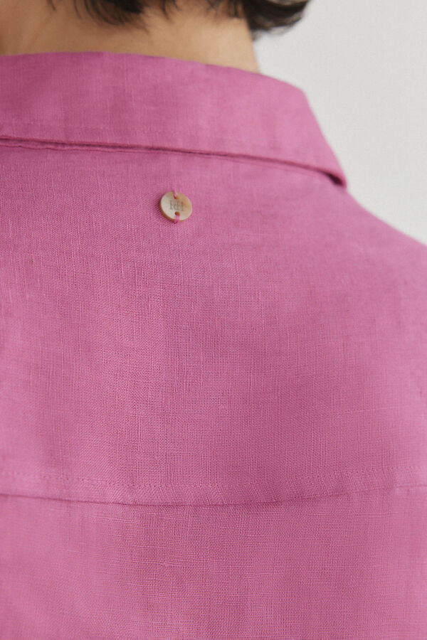 Pedro del Hierro Camisa de manga curta em linho Rosa