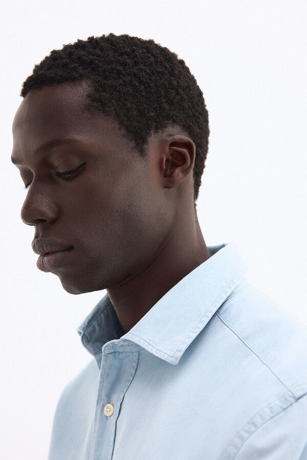 Pedro del Hierro Camisa denim de tecido italiano Azul