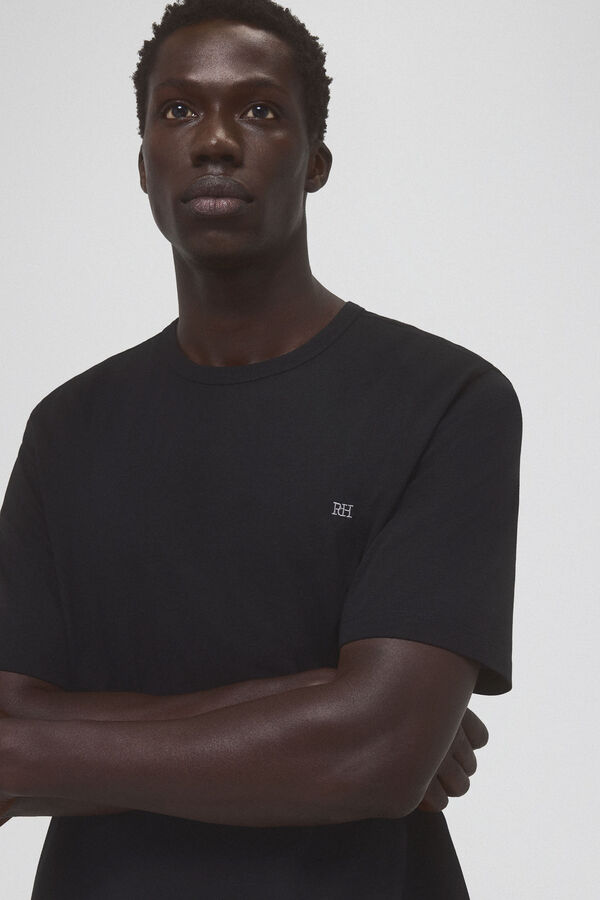 Pedro del Hierro Camiseta b&aacute;sica con logo bordado Negro