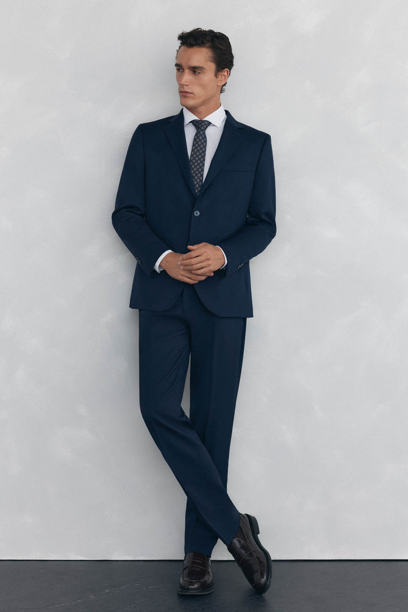Pedro del Hierro Cal&ccedil;a estruturada azul slim fit bi-el&aacute;stica