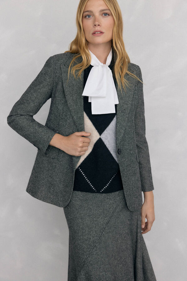 Pedro del Hierro Blazer Cheviot Cizento