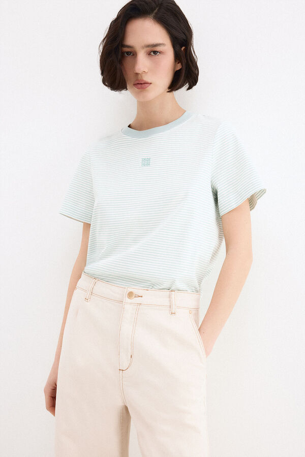 Pedro del Hierro T-shirt de manga curta &agrave;s riscas Turquesa