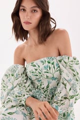 TFP by Tamara Falc&oacute; Vestido decote caicai estampado Turquesa