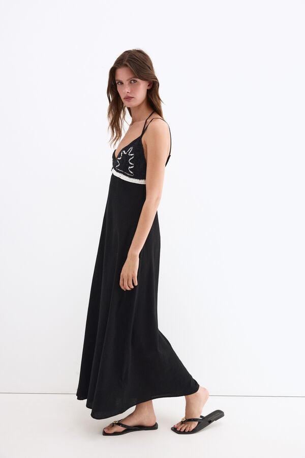 Pedro del Hierro Vestido beachwear em crochet Preto