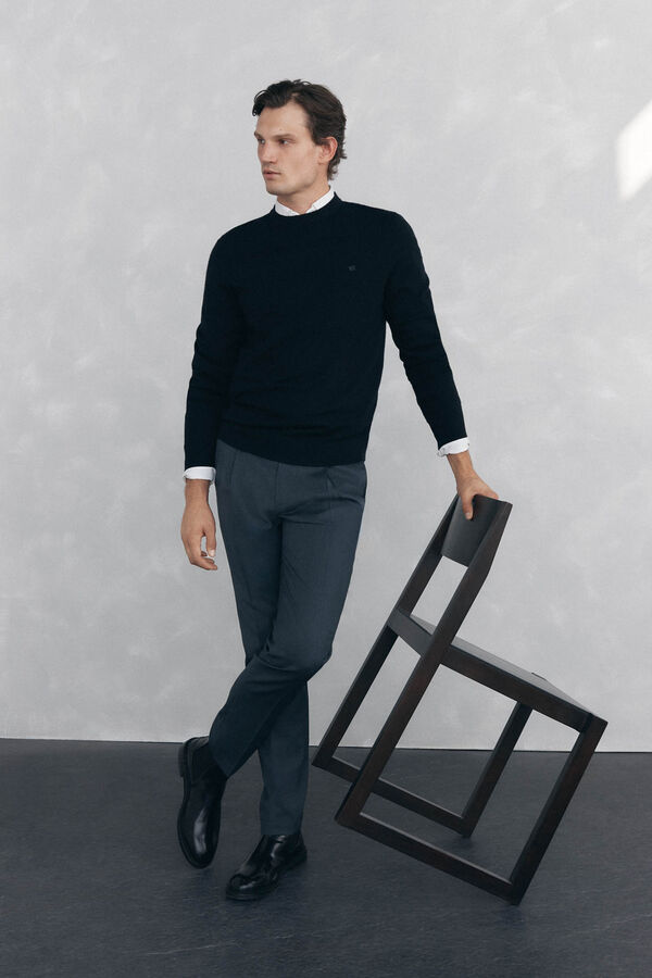 Pedro del Hierro Jersey cuello caja lana merino y cashmere Negro