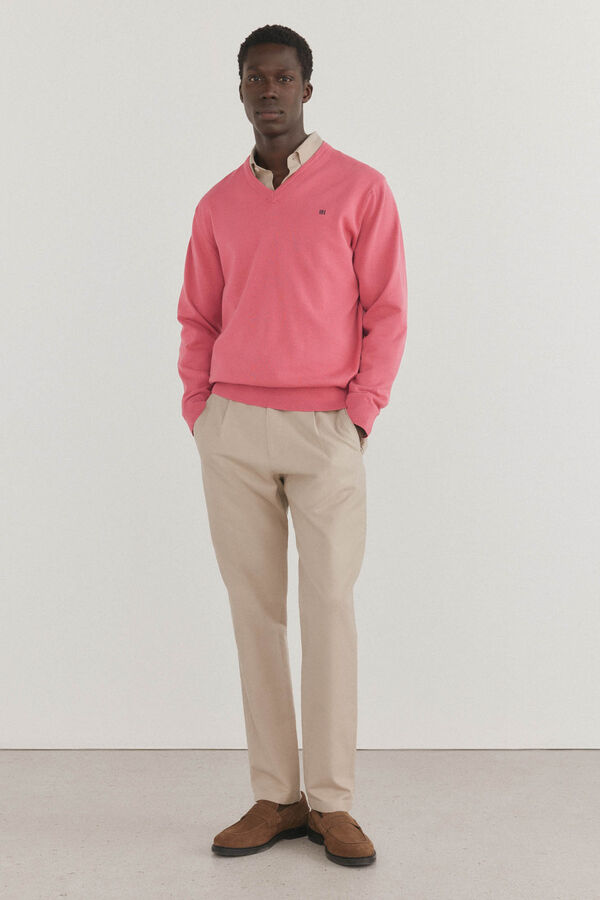 Pedro del Hierro Su&eacute;ter premium de algod&atilde;o com gola em bico  Bordeaux