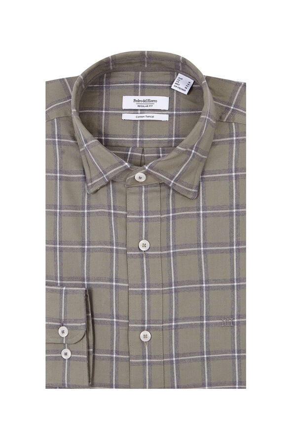 Pedro del Hierro Camisa cuadros Tencel Verde