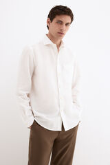 Pedro del Hierro Camisa em linho com bolsos Ecru