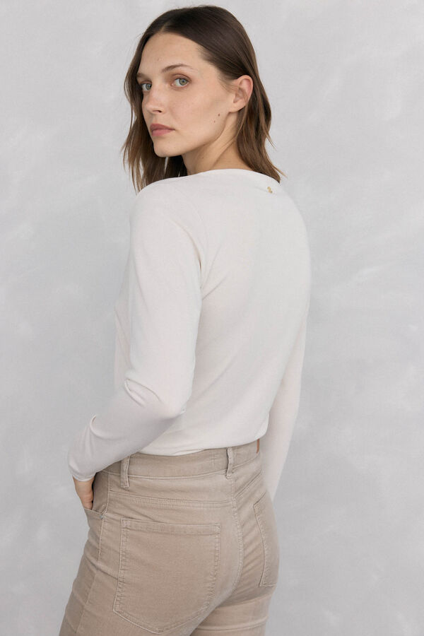 Pedro del Hierro Camisa drapeada com broche Beige